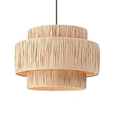SXSaelciun Luci, Paralume in erba intrecciata a hand, illuminazione in vimini intrecciate, lampada da pranzo, fattoria-Stil, per giardino, Kamera, Studio, Camera da leto, 40 x 30 cm