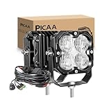 PICAA LED Arbeitsscheinwerfer 2X 4 Zoll 11CM 30W 3000LM Flood Beam mit Kabel,Wasserdicht Stoßfest 12V für Offroad, SUV, Pickup, ATV, UTV, LKW, Traktor, Anhänger, Boot, Nebelscheinwerfer,weiß 6000K