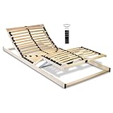 RehaSleep Elektrischer Lattenrost – Fertig montiert – Made in Germany – Elektrisch verstellbar mit Funkfernbedienung – 7-Zonen (90X200cm)