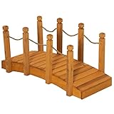 Outsunny Gartenbrücke – Beckenbrücke – Gehweg aus Holz mit Geländer – Gartendekoration – Maße: 121 x 57,5 x 59 cm – Tannenholz, vorgeölt