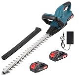 Akku Heckenschere 21V Grasschere Elektrisch: 2 Akku 2000 mAh 480 mm Schnittlänge, 20 mm Zahnteilung, für Gärten, Rasenflächen und Höfe (rot)
