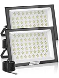 Litglobe LED Strahler Außen 150W 2 Stück,15000LM Superhell LED Scheinwerfer,6500K Kaltweiß Fluter Flutlicht,IP66 Wasserdicht Außenstrahler,Aussenstrahler für Garten,Garage,Sportplatz