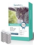 BarkyMeow Balkonnetz für Katzen, 4x3m Katzennetz für Balkon ohne Bohren, Katzengitter Fenster, Katzen Fensterschutz, Katzenschutznetz für Balkon, Fenstern, Terrassen, Türen, Dachluken (Transparentes)