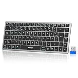 TECKNET Kabellose Tastatur, Freies Wechseln Zwischen 4 Geräten (2,4G+BT), Wiederaufladbare Bluetooth-Tastatur, Deutsches Layout QWERTZ Ultradünne Tastatur für PC, Laptop, Tablet, Smart-TV und Handy