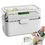 Medikamenten-Organizer – Hausapotheke | Tragbare Pillendose mit 3 Etagen und herausnehmbarem Tablett für Familien, Erwachsene und Senioren