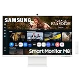 Samsung Smart Monitor M8 (S32FM801), Flat 32 Zoll, 3840x2160 (UHD 4K), Smart Hub mit AI, Office 365, Gaming Hub, integrierter Lautsprecher, Fernbedienung, WiFi, HDMI, USB-C