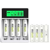 MXBatt Akku Ladegerät mit AAA Akku 8 Stück, 1100mWh 1.2V Wiederaufladbare 1200 Zyklen, NIMH AAA Batterien mit LCD Ladegerät