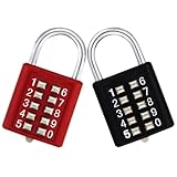 SOESFOUFU 2 Stück Metall-kombinations-vorhängeschloss Stelligem Zahlencode Sicherheits-schloss für Koffer Spinde Türen Schränke Robustes Reiseschloss für Outdoor und Bürogebrauch Schwarz und