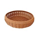 Geräumiger Korb aus künstlichem Rattan, effizient, handgewebt, rund, platzsparend, Aufbewahrungs-Organizer für Obst und Gemüse