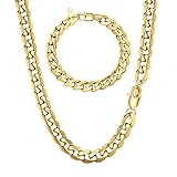 LOLIAS Goldkette Herren 5/9MM Gold Panzerkette Halskette und Armband Set Personalisiert Hip-Hop Stil Golden Kette Edelstahl Herren Schmuck