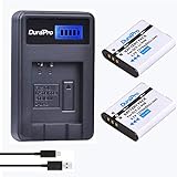 DuraPro 2Pcs LI-92B DB-110 Battery Akkus + LCD USB Charger for Ricoh GR III, Ricoh WG-6, Ricoh G900, G900SE; Olympus Tough TG-5, TG-Tracker, SH-1, SH-2, SP-100 IHS,TG-1 iHS Cameras