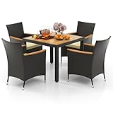 GIANTEX Rattan Gartenmöbel Set, Sitzgruppe Garten Lounge 4 Stühle mit Tisch, Rattan Lounge Möbel Outdoor, Terrassenmöbel Balkonmöbel Set für 4 Personen, Gartengarnitur Sitzgarnitur Garten Essgruppe