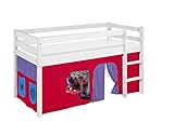 Lilokids Hochbett JELLE 90×200 cm | 90x190 cm – Kinderbett & Spielbett aus Massivholz (Kiefer) inkl. Lattenrost – Verschiedene Markenmotive (Spiderman, 90 x 190 cm)