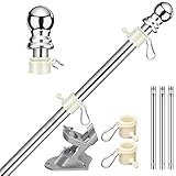 HORSE SECRET Fahnenmast aus Aluminium mit 150cm Fahnenmasthalter aus Edelstahl, Edelstahl Fahnenstange kit mit Drehbaren Ringen