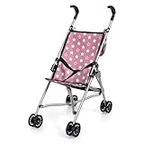 Bayer Design 30576AB Puppenbuggy mit Tasche, Doppelräder, faltbar, aus Metal, für Puppen bis 46 cm
