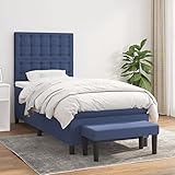 THOYTOUI Boxspringbett, Futonbett Betten Bettgestell Bettrahmen Geeignet für Gästezimmer Studentenwohnheim Wohnungen Hotels mit Matratze Blau 90x200 cm Stoff