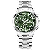 BENYAR Uhren Herren Analog Quarz Chronograph Herrenuhren 50M Wasserdicht Leuchtende Datum Armbanduhr Lässig Business Uhren Klassische Elegantes Geschenke für Herren (5210 Silber Grün)
