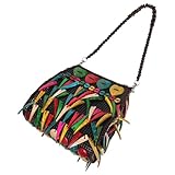 Beaupretty Vintage Boho Umhängetasche für Damen Geflochtene Fransen Schultertasche mit Reißverschluss für Strand Einkaufen Ausflüge Tägliche Nutzung Stilvolle Taschen für Jede Gelegenheit