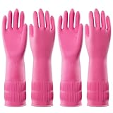Tdkjfoutr 2 Paar Gummihandschuhe zum Geschirrspülen, Wiederverwendbare Wasserdichte Küchenhandschuhe, Rutschfest, L, Einfach zu Verwenden