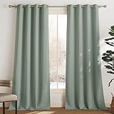 PONY DANCE Vorhänge Wohnzimmer Modern Blickdichte Gardinen Salbeigrün Ösenvorhang 2er Set H245 x B 140 cm Verdunklungsvorhänge Thermovorhang gegen Kälte Übergardinen mit Ösen