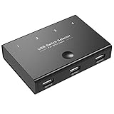 Rybozen USB Switch 4 Port USB 2.0 Teilen Switch für 4 PCs 4 IN 3 Out USB KVM Umschalter mit 4 USB B Kabel für Drucker Tastatur Maus Scanner Schwarz