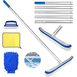 Poolbürste mit Stiel 180cm Lang,Pool Reinigungsbürste 45cm,Poolbesen mit Längenverstellbarer Aluminiumstange und verstärkter Aluminium Rückseite,Pool Bürsten Set für Pool Reinigung