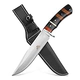 by GER-SABER Jagdmesser festehende Drop-Point-Klinge inkl. Gürtelholster 31cm Einhandmesser - Outdoor Messer für jedes Abenteuer, Survival Bowiemesser für Camping, Jagd, Wandern und mehr (SA77)