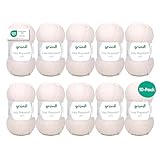 Gründl Wolle Lisa Premium uni - Garn zum Stricken - Strickgarn - Häkelgarn - Weich und hautfreundlich - 100% Polyacryl 10 Knäuel 50 g / 133 m - Nadelstärke 3,5-4,5 - Creme