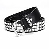 MIVAIUN Nietengürtel Rock Nieten Gürtel PU Leder Punk Gürtel mit Hellen Pyramiden-Nieten,Rock Punk Gothic Ledergürtel Pyramidennietengürtel Für Jeanshosen Rockwear Damen/Herren (Schwarz)