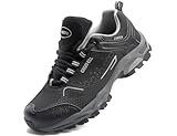 LANGDU Wanderschuhe Herren Damen Wasserdicht Wanderschuhe Leicht Trekkingschuhe Wanderstiefel Atmungsaktiv Outdoorschuhe 38-46EU (Schwarz-Grau,46EU)
