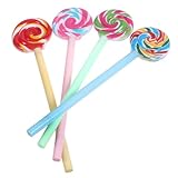 SECFOU Gelschreiber Lutscherform 4 Farben Satz Gelroller Mittelspitz Bunte Schülerstifte für Schule und Büro