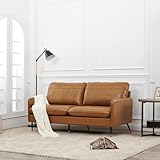 Z-hom Sofa Modell 002 aus genarbtem Leder, gepolstertes 2-Sitzer-/ 3-Sitzer-Sofa, Moderne Couch, luxuriöser Klassiker für Wohnzimmer, Schlafzimmer, Apartment, Büro (85 x 200 x 78cm, Hellbraun)