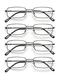 OKH 4er-Pack Lesebrillen für Männer, Metallrahmen Blaulicht Blockierende für Computerleser, Filter für UV-Strahlen/Computerblendung mit Federscharnier Brillen