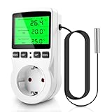 diymore Digital Temperature Controller mit Fühler, Temperaturregler 230V Thermostat Steckdose Heizung Kühlung Timing-Funktion, für Gewächshaus Aquarium Lüfter