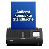 Epson Wi-Fi Scanner ES-C320W, kompakter A4 Business Scanner mit geringem Stromverbrauch, Duplex-Einzugscanner mit vielseitiger Medienverarbeitung, schwarz