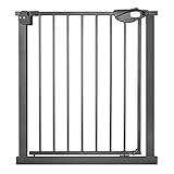 UISEBRT Treppenschutzgitter Ohne Bohren Türschutzgitter Kinder Treppengitter Türgitter Baby, 75-85cm breit, Selbstschließend, Einhändiges Öffnen Metall Gitter, Schwarz