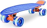 Hurtle Scateboard Kinder ab 6 Jahre, Mini Skateboard mit LED Leuchtrollen, 55cm Pennyboard mit Anti- Rutsch Deck für Mädchen & Junge, Cruiser LED, Kaykay- für Anfänger & Fortgeschrittene, Max100kg