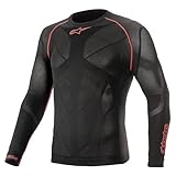 Alpinestars Ride Tech V2 Top Long Sleeve Summer, Kompressionsshirt Herren, Langarm Funktionsshirt, Schwarz/Rot, XL-XXL