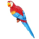 JUMPLAWN Kunstvoll Gestaltete Papageien Wandfigur aus Wetterfestem Resin Lebensecht Bemalt mit Haken zum Aufhängen Farbintensiv und Langlebig Gartendekoration für Draußen und Innenräume