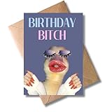 WBdesignz Lustige Geburtstagskarte „Birthday Bitch“ – Glamouröse & freche Karte für beste Freundinnen & Freunde – Meme Style – Für Frauen, Party, Spaß & Humor – DIN A6 – Mit Umschlag