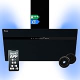 KKT KOLBE A+++ Dunstabzugshaube 90 cm 782 m³/h Kopffreie Wandhaube Edelstahl schwarzes Glas WLAN RGBW-LED-Beleuchtung SensorTouch Bedienung STYLE9005SMAO