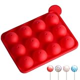 EIHI Cake Pops Form 12 Runde Cake Pop Silikonform Cake Pop Form Mit 12 Stück Lollipop Sticks Cakepopsform Cake Pop Formen Für Cakes,Süßigkeiten,Gelee Und Schokolade,Antihaftbeschichtet