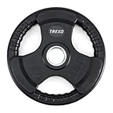 TREXO 10 kg Belastung 32 cm Durchmesser Scheibe mit Griffen Gusseisen beschichtet für Langhanteln Langlebige ergonomische Scheibe Fitness Krafttraining Crossfit RW10
