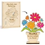 MEJOSER Muttertagskarte Blumen mit Umschlag Holz Mama Karte Geschenke für Mama Muttertagsgeschenk Muttertag Geschenk Beste Mama der Welt Geburtstag
