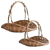 Gartenkorb, Picknickkorb, Korbkorb mit Griff 2pcs zum Sammeln von Gemüse natürlicher Korbkorb tragbar gewebte Erntekorb Mehrzweckkorb für die Aufbewahrung