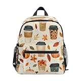 Rucksack für Kleinkinder, Motiv: Kaffeetasse, Blätter, Kürbismuster, Jungen, Vorschultasche, Kindergarten, Schultasche, Kindergarten, Reisetasche für Mädchen