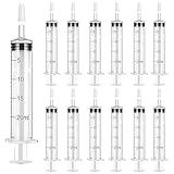 TAIHOBO Spritzen 20ml, 12 Stück Spritze 20ml mit Deckel, Kunststoff Dosierspritze, Wiederverwendbare Kolostrum Spritze ohne Nadel, für Tierfütterung Feine Dosierungen und Wissenschaftslabor
