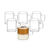 Wilmax | Teegläser & Kaffeegläser mit Henkel | 6er-Set | 250 ml | Gläser für Heiß- und Kaltgetränke | Kaffeebecher | Glühweingläser | Saftgläser | Wassergläser | Glastassen | Spülmaschinenfest