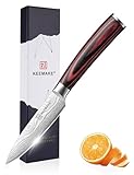 KEEMAKE Küchenmesser Klein Schälmesser, 9cm Profi Obstmesser und Gemüsemesser aus Edelstahl mit Klingenschutz, Scharf Kochmesser mit Ergonomischer Griff