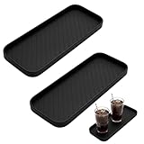 2 Stück Silikon Abtropfmatte Schwarz, 23 X 9 X 1.2 cm Abtropfmatte Silikon Schmal, Rutschfest Abtropfmatte Für Schwämme Bürsten Seife, Weich Spülbecken Organizer für Küche Badezimmer